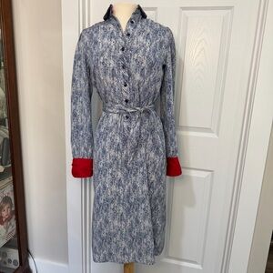 Vintage Union Made 🇺🇸 Long Sleeve Blue and Red Dress